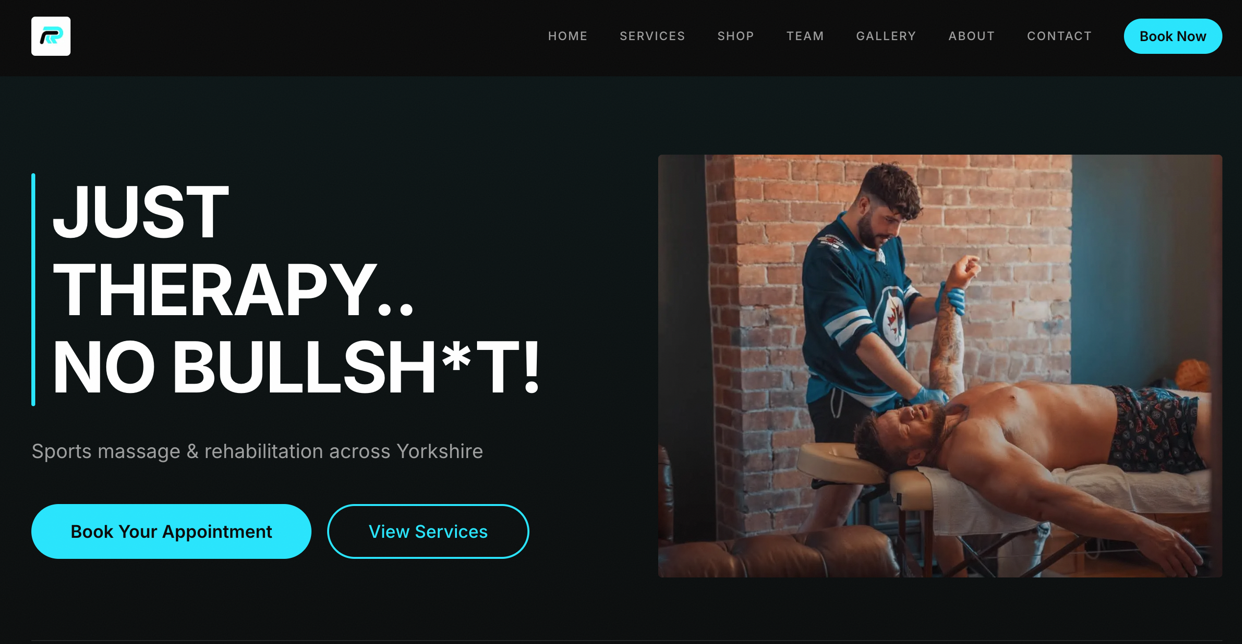 RNR Body Therapy website screenshot